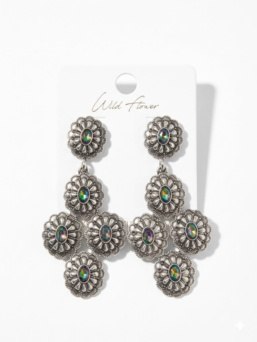 Wildflowers Silver Floral Multi-Color Drop Earrings